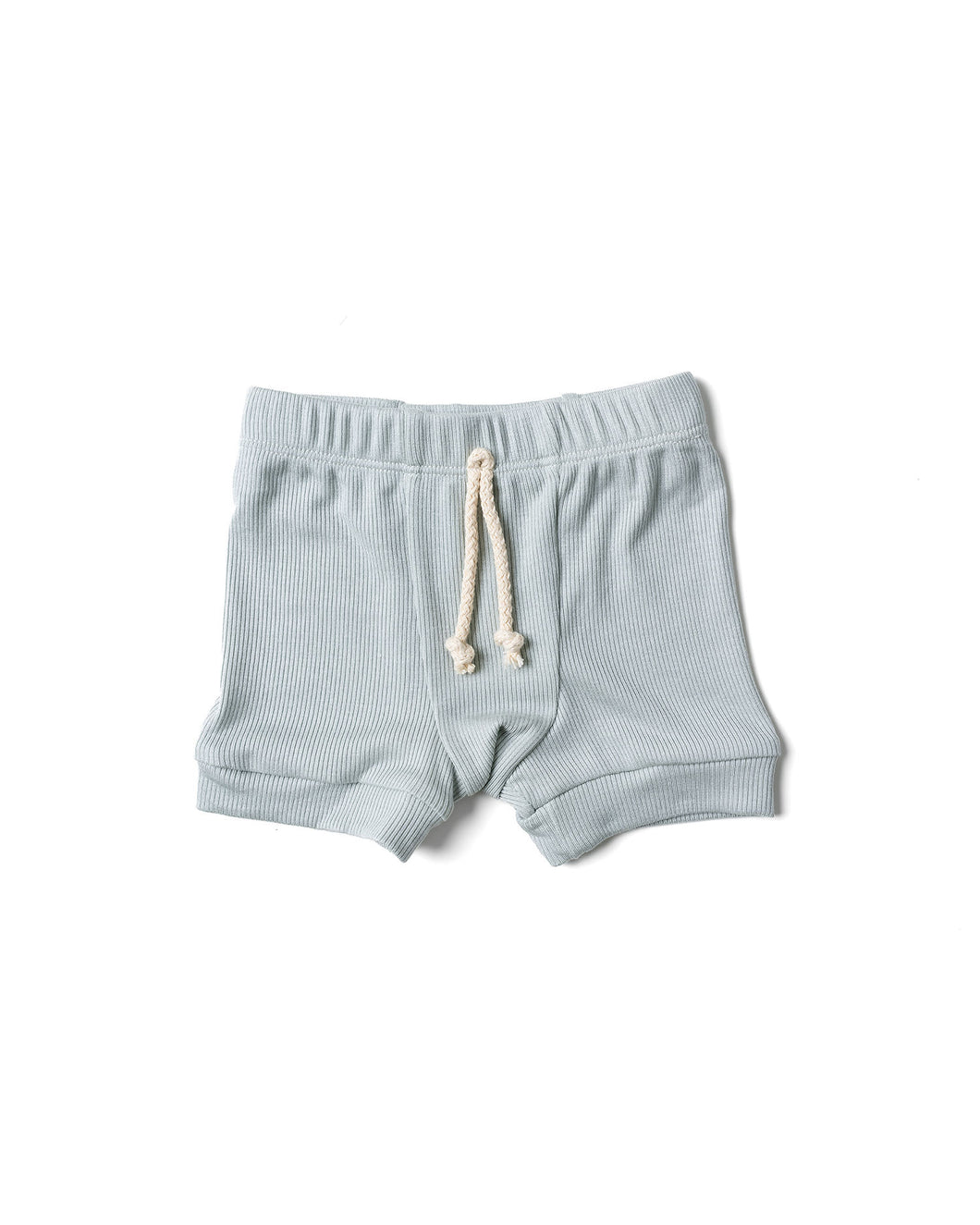 rib knit shorts - blue fog