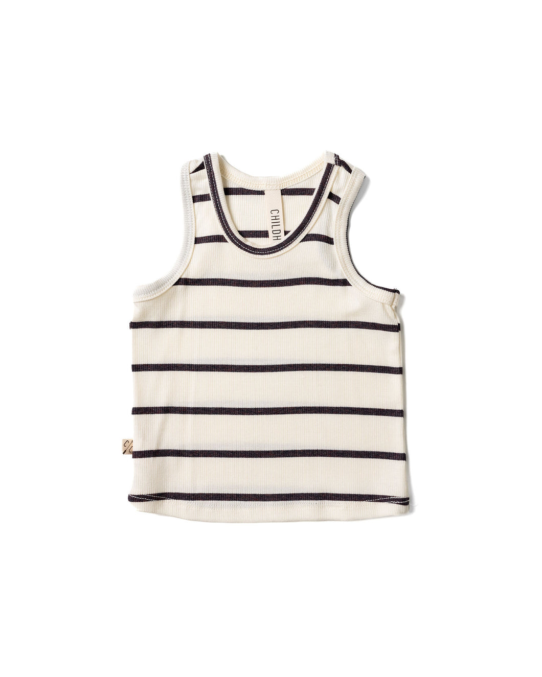 rib knit tank top - fudge stripe