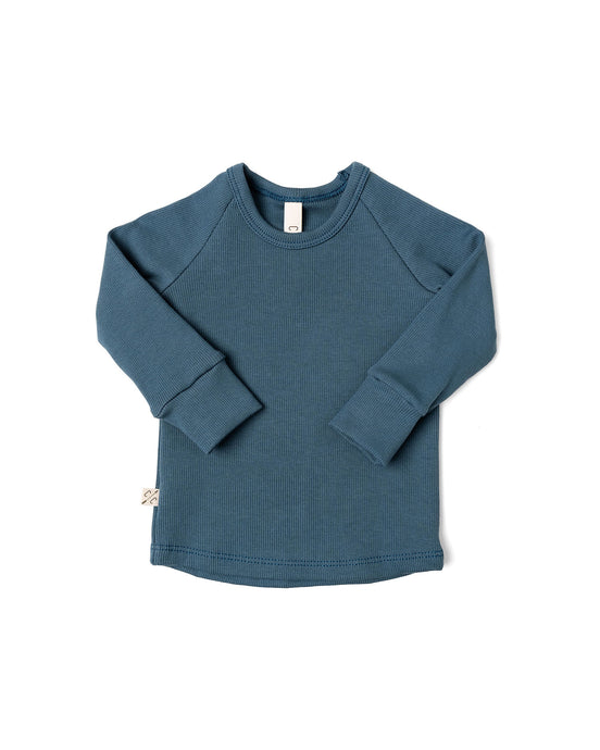 rib knit long sleeve tee - admiral blue