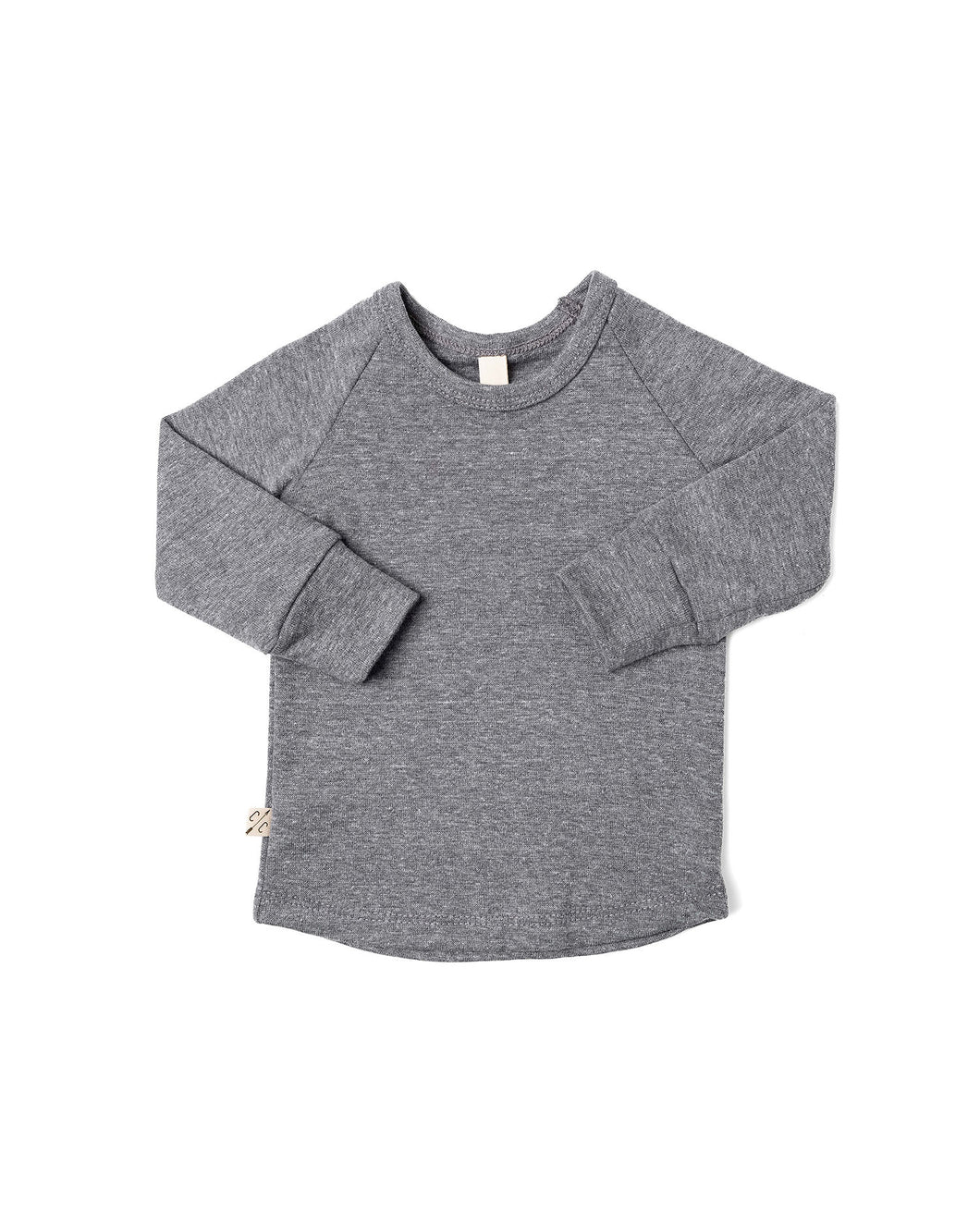 rib knit long sleeve tee - athletic gray