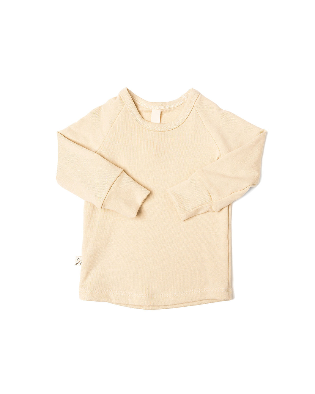 rib knit long sleeve tee - beige