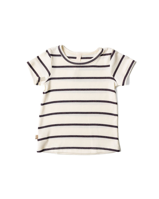 rib knit tee - fudge stripe