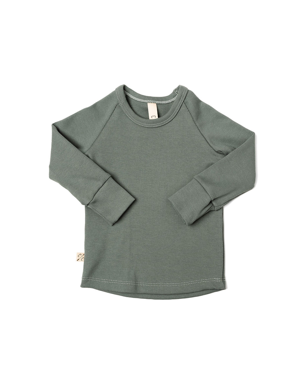 rib knit long sleeve tee - golf green