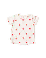 Load image into Gallery viewer, rib knit tee - red hearts on natural