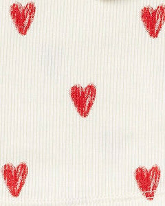 rib knit tank top - red hearts on natural