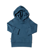 Load image into Gallery viewer, rib knit trademark hoodie - neptune
