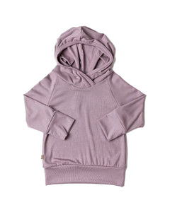 rib knit trademark hoodie - thistle