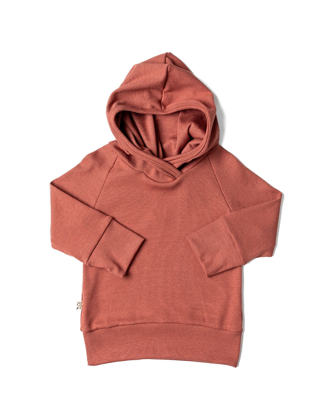 rib knit trademark hoodie - terra cotta