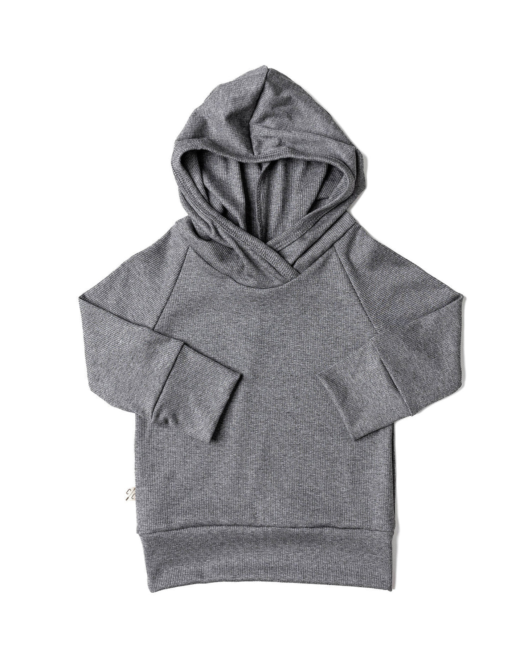 rib knit trademark hoodie - iron gray