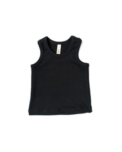 rib knit tank top - black