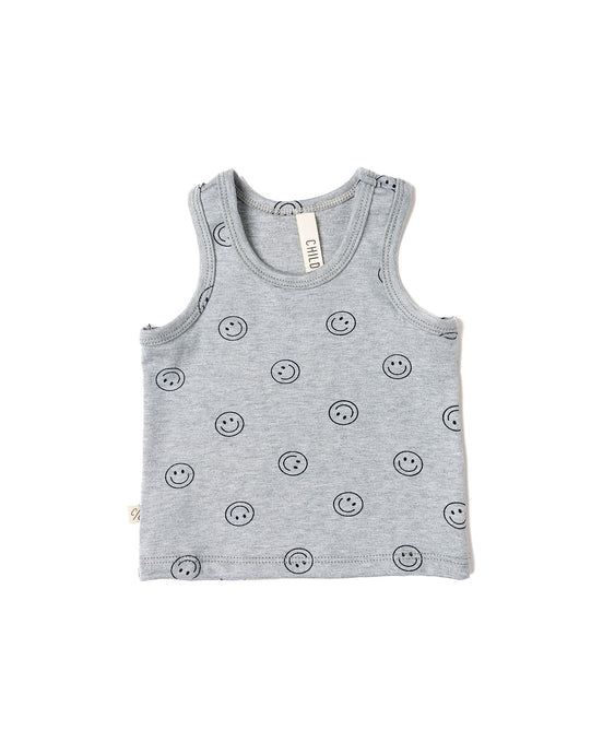 rib knit tank top - all over smile