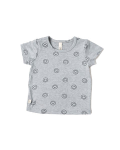rib knit tee - all over smile