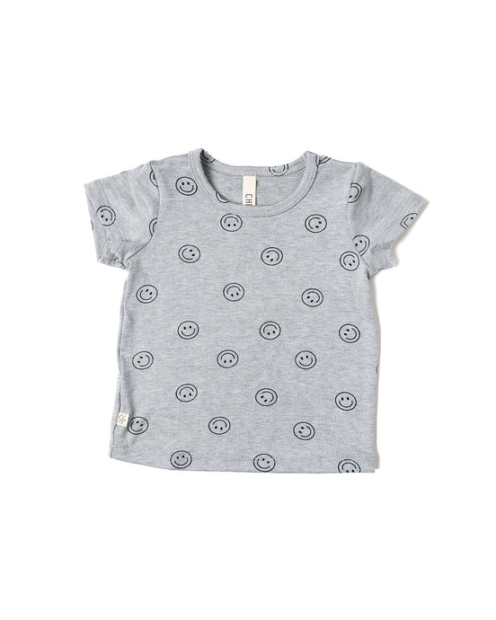 rib knit tee - all over smile