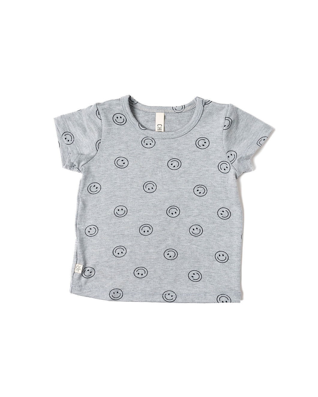 rib knit tee - all over smile