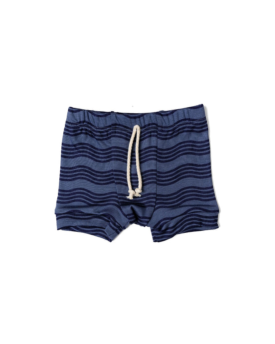 rib knit shorts - wavy lines