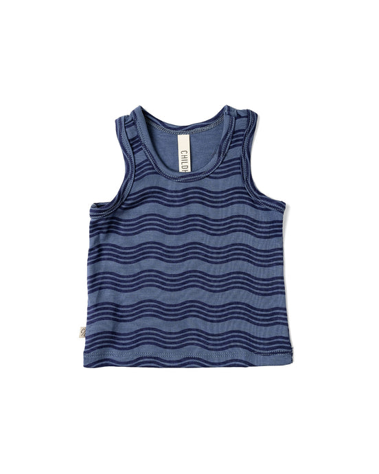 rib knit tank top - wavy lines