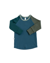 Load image into Gallery viewer, rib knit long sleeve tee - neptune spruce and dark olive