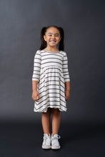 Load image into Gallery viewer, 3/4 sleeve swing dress - fudge stripe