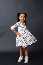 Load image into Gallery viewer, 3/4 sleeve swing dress - fudge stripe