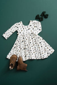 3/4 sleeve swing dress - jolly holiday