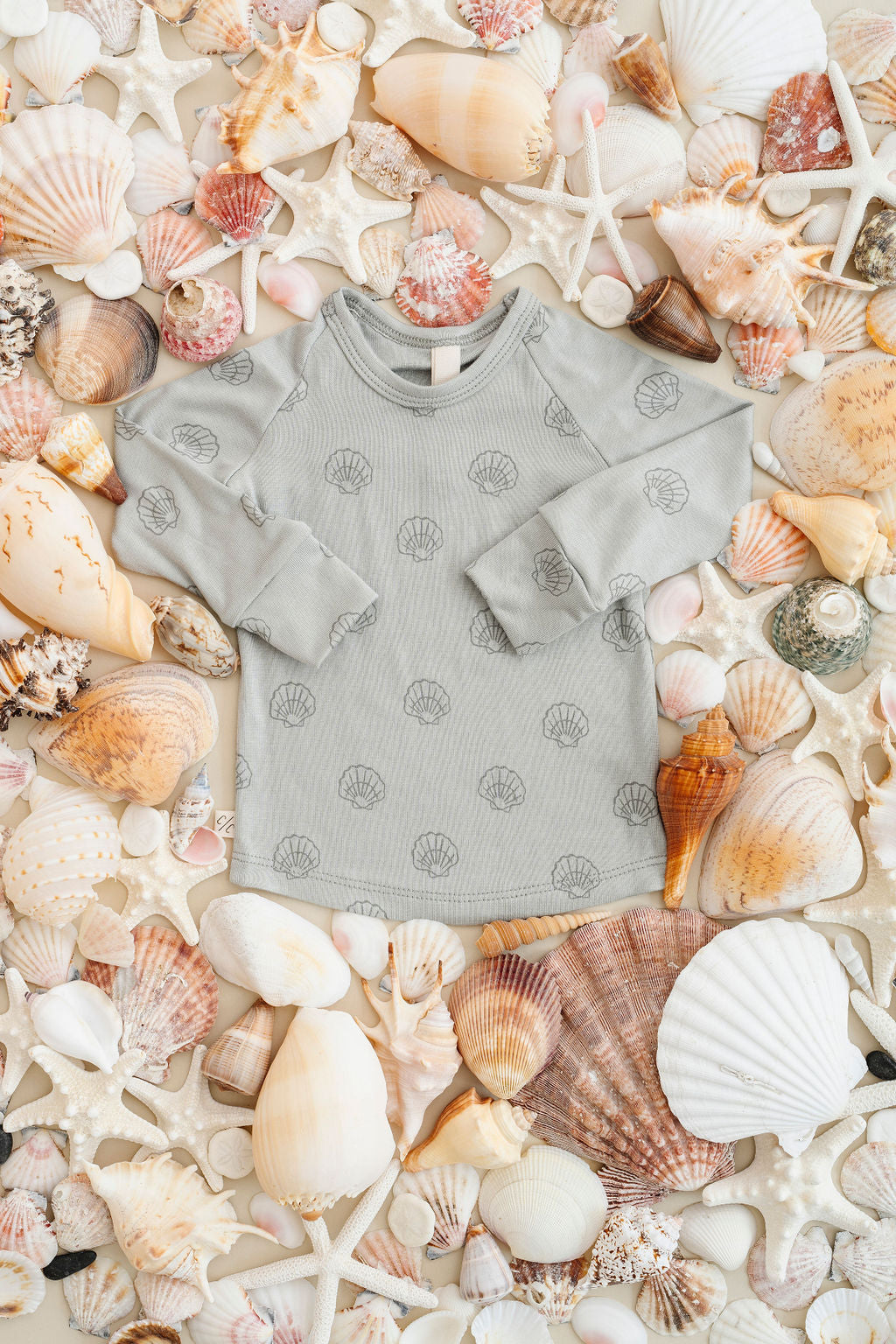 rib knit long sleeve tee - seashells