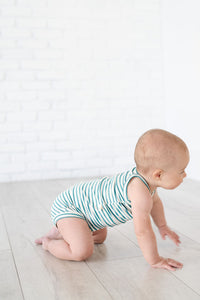 rib knit bloomers - aqua stripe