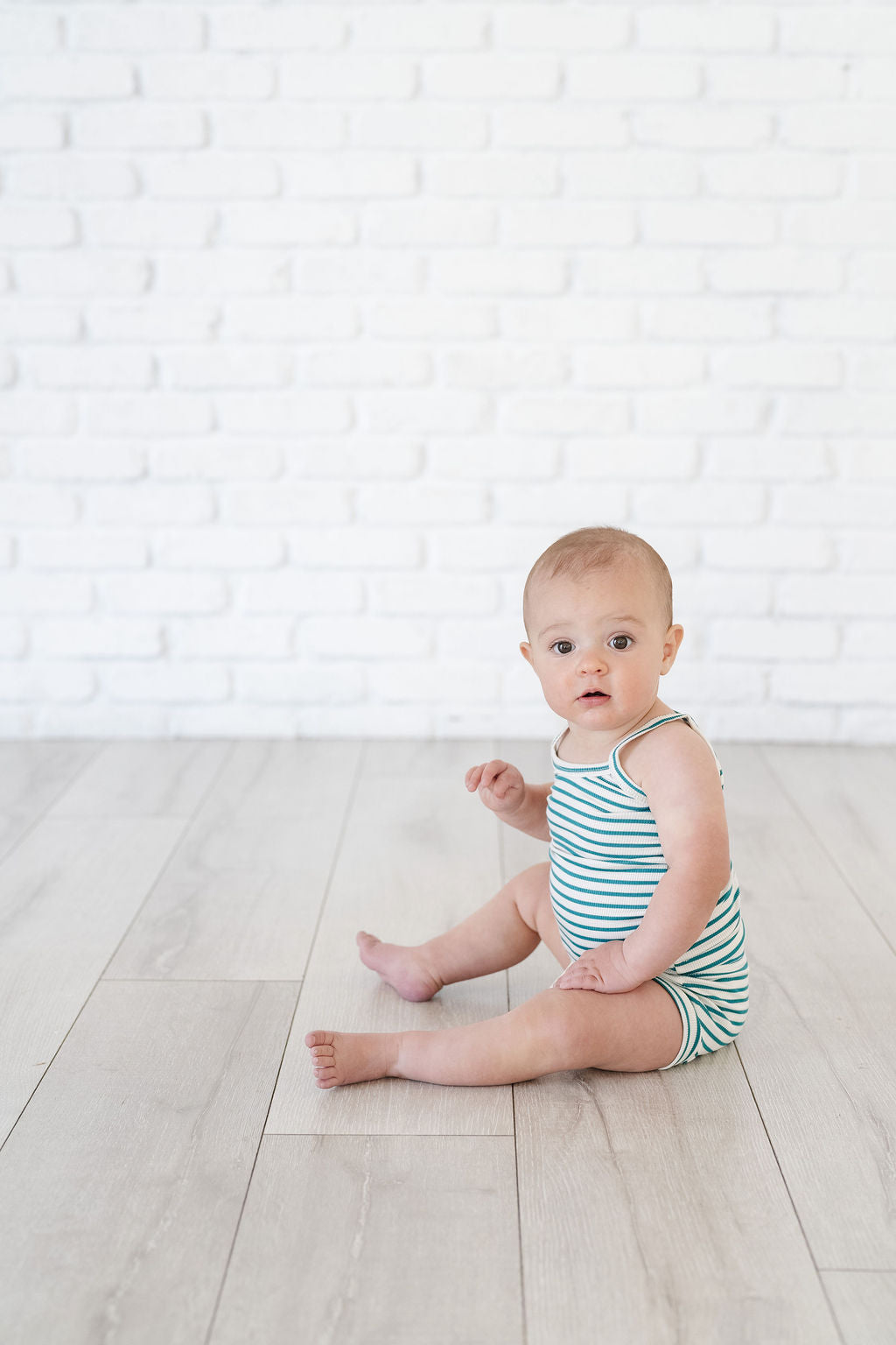 rib knit bloomers - aqua stripe