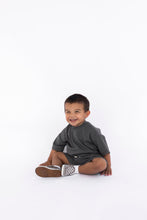 Load image into Gallery viewer, rib knit boy short set - iron gray