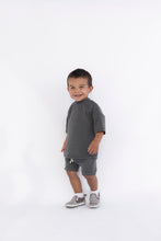 Load image into Gallery viewer, rib knit boy short set - iron gray