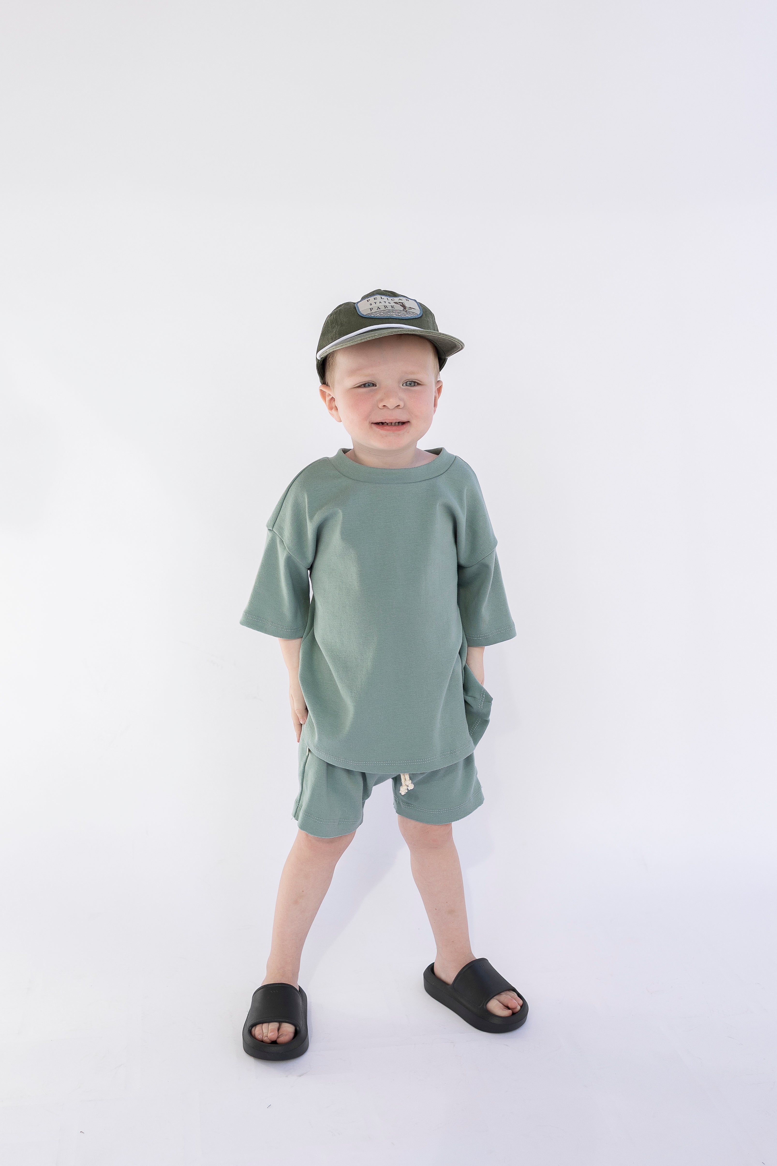 rib knit boy short set - willow
