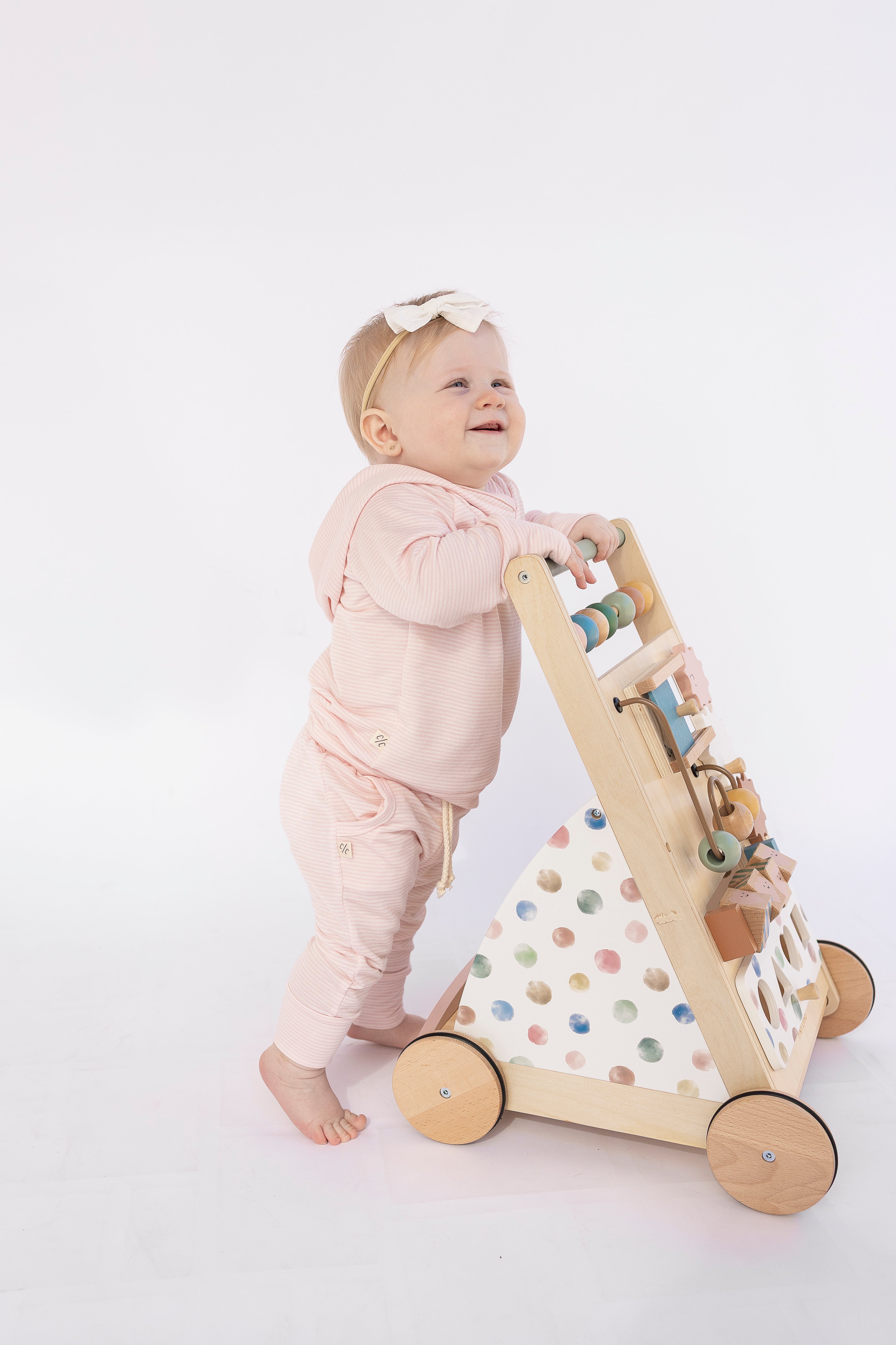 hoodie set - pink stripe