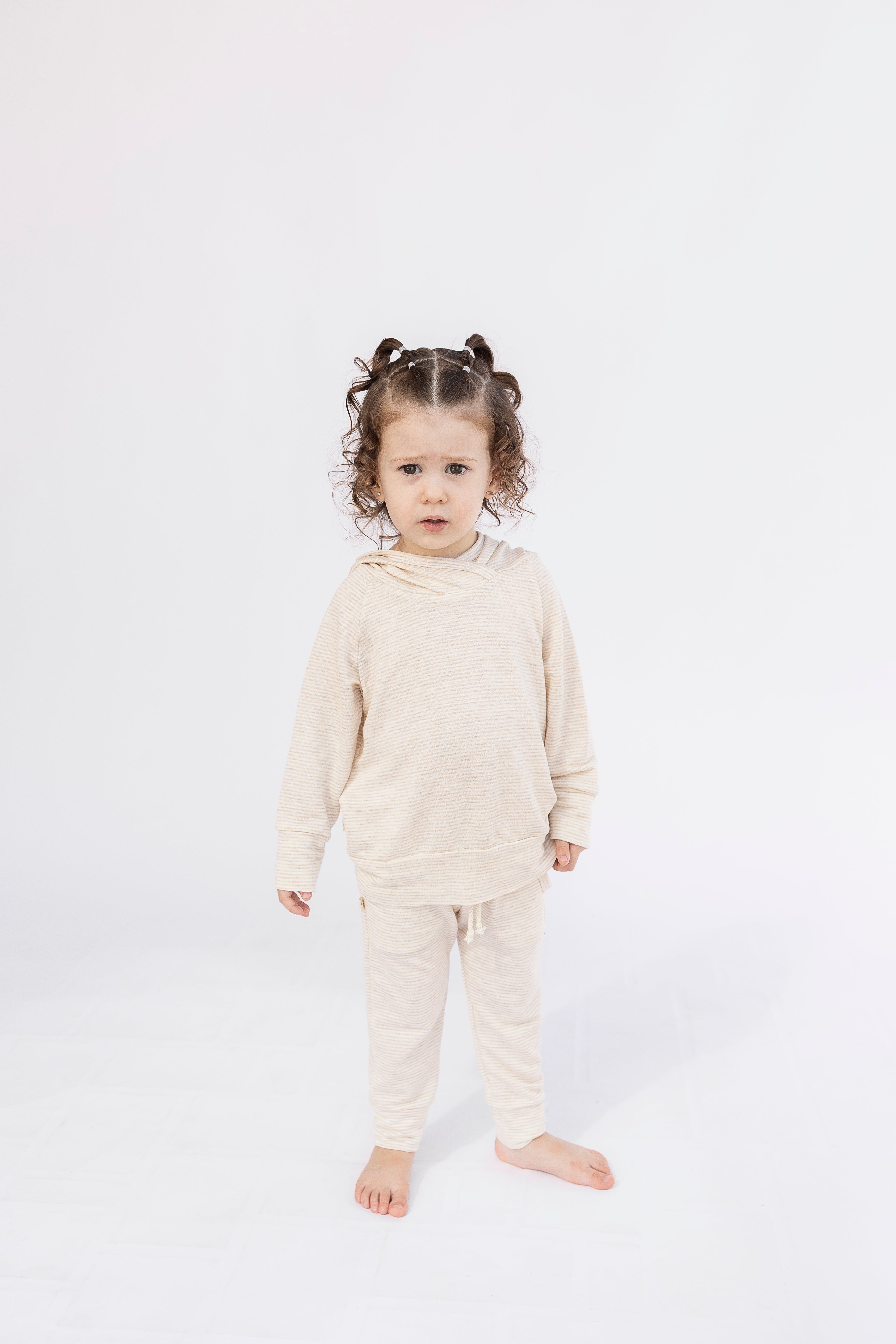 hoodie set - oatmeal stripe