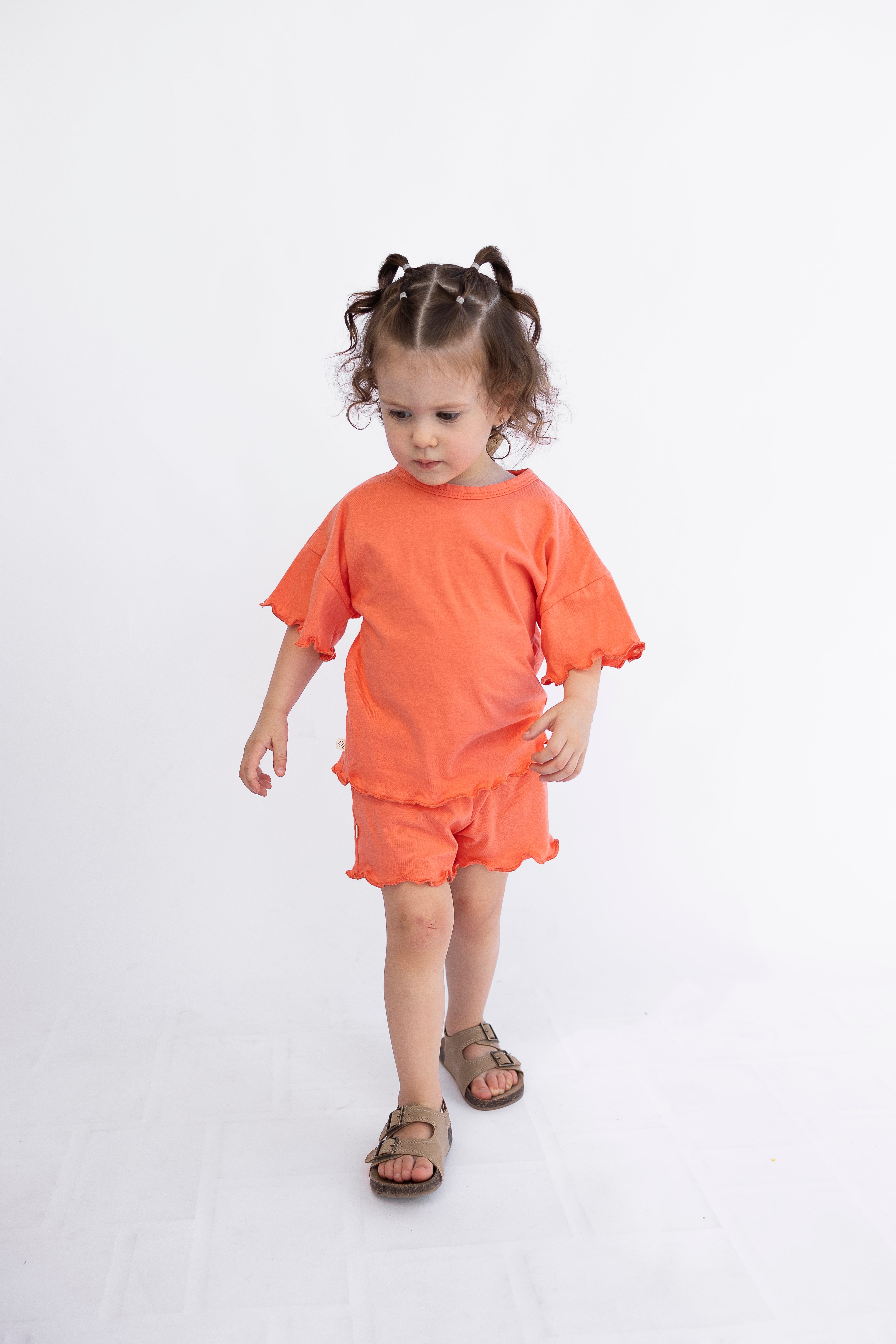 ruffle set - living coral