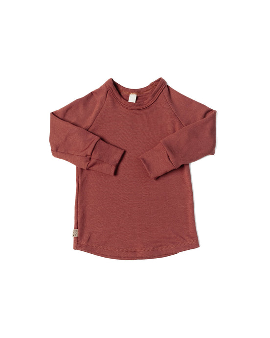 rib knit long sleeve tee - cordovan