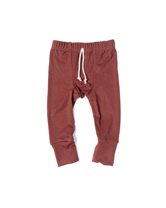 rib knit pant - cordovan