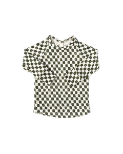 rib knit long sleeve tee - painted checkerboard