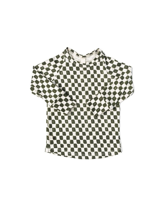 rib knit long sleeve tee - painted checkerboard