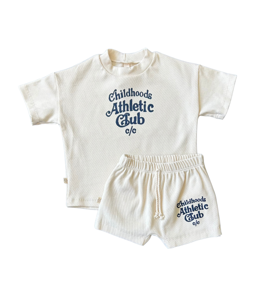 rib knit boy short set - cc athletic club on natural
