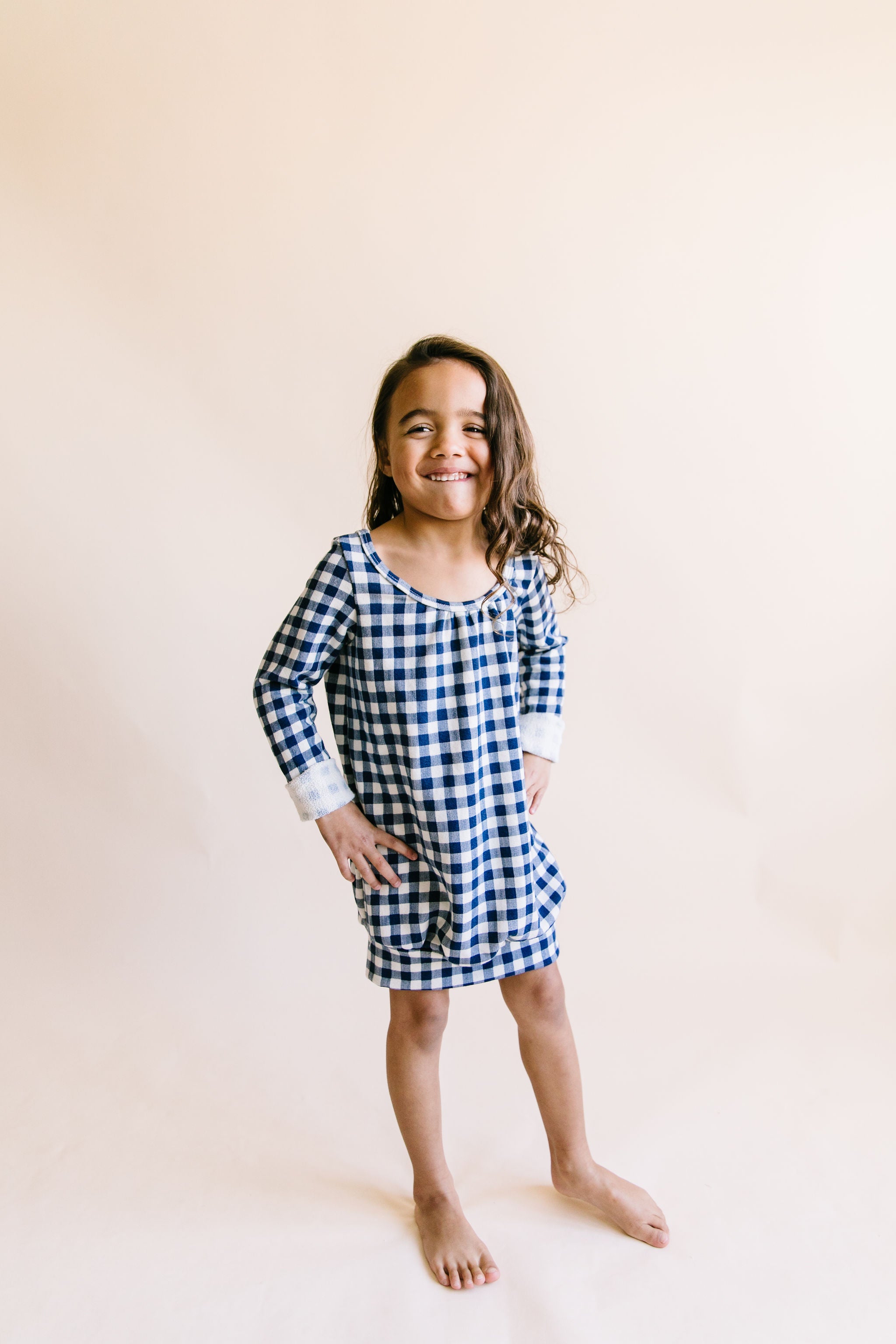 ribbon dress - navy plaid