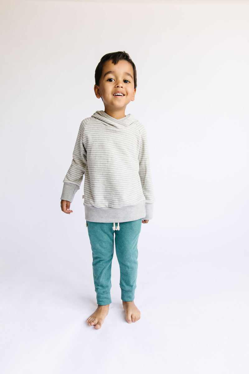 trademark raglan hoodie - medium gray stripe – Childhoods Clothing