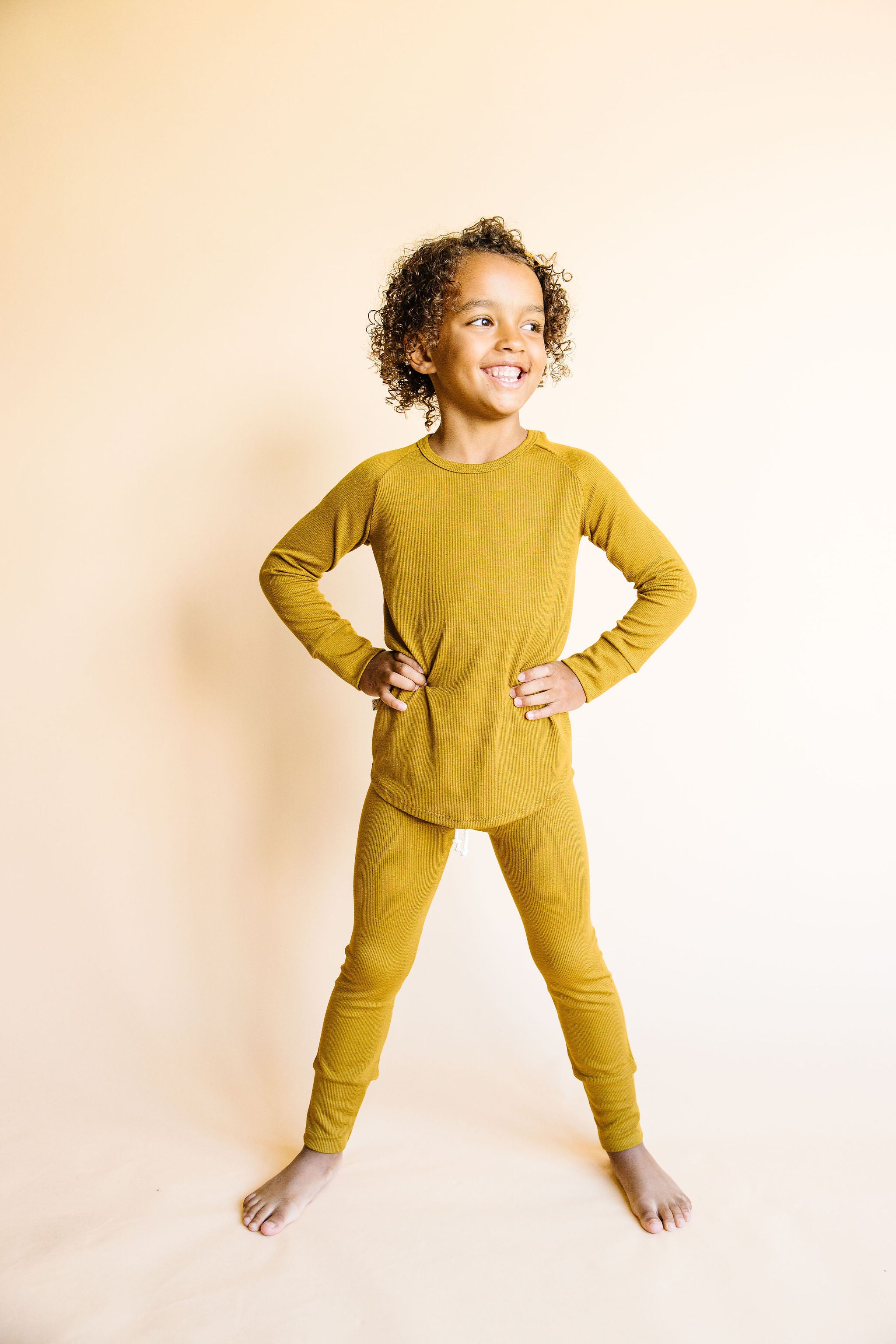 rib knit pant - gold