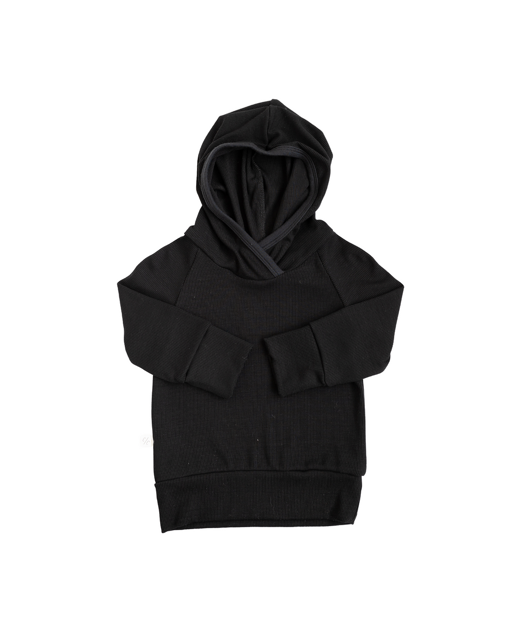 rib knit trademark hoodie - black