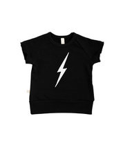 Load image into Gallery viewer, short sleeve crew - lightning on black
