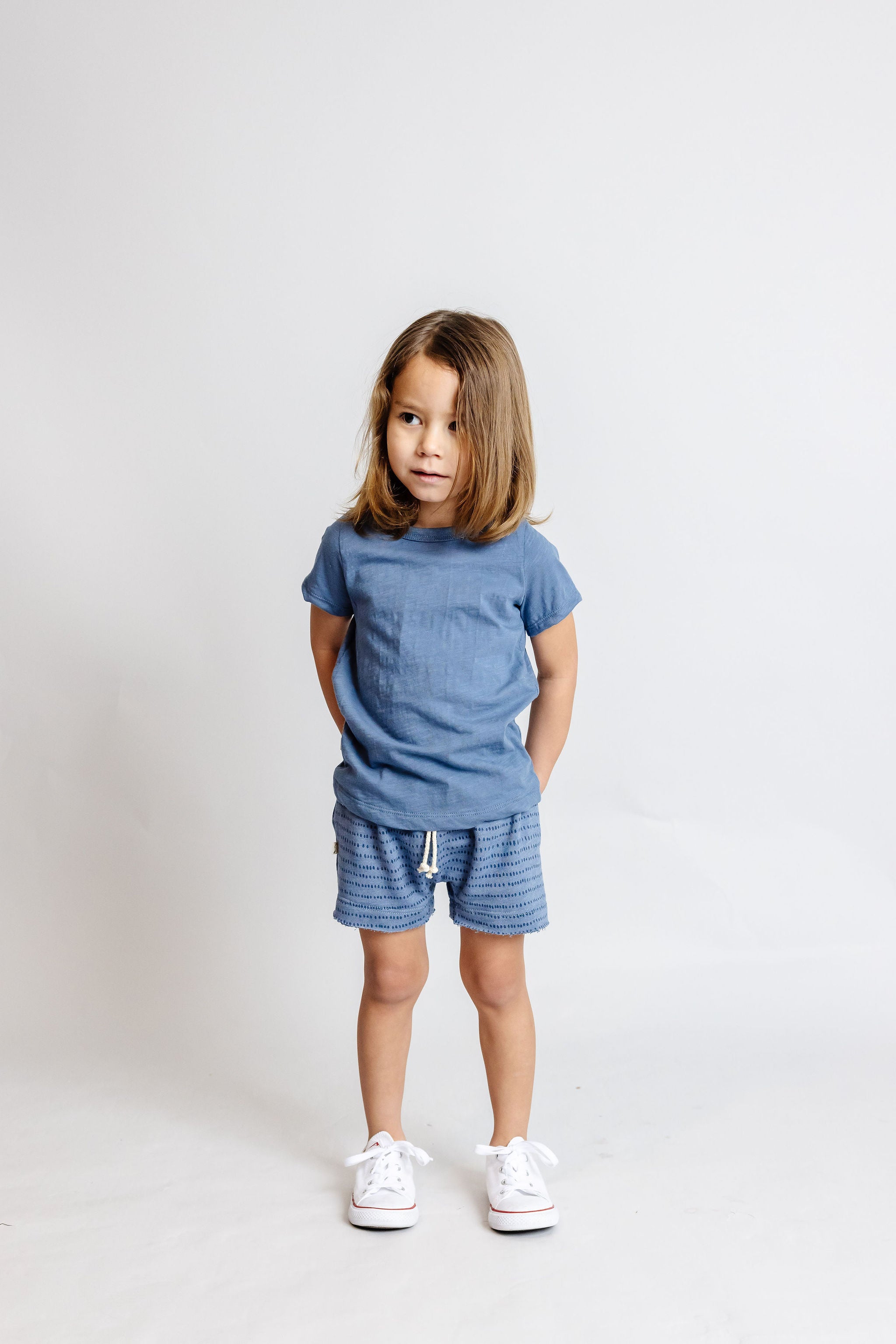 boy shorts - dash dot on steel blue