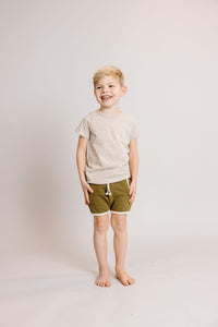 french terry retro short - moss