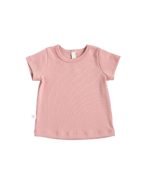 rib knit tee - camellia