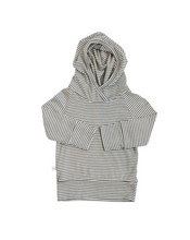Load image into Gallery viewer, rib knit trademark hoodie - narrow charcoal stripe