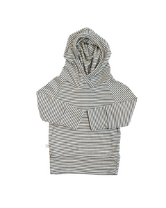 rib knit trademark hoodie - narrow charcoal stripe