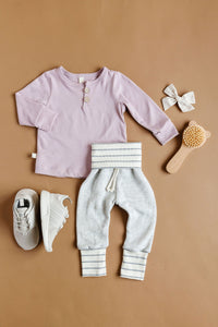 long sleeve henley tee - lilac
