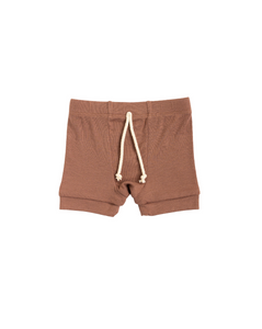 rib knit shorts - walnut